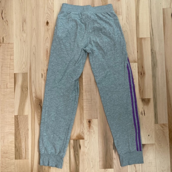Grey and purple adidas sweatpants, kids large, fits woman’s xs - Picture 2 of 3